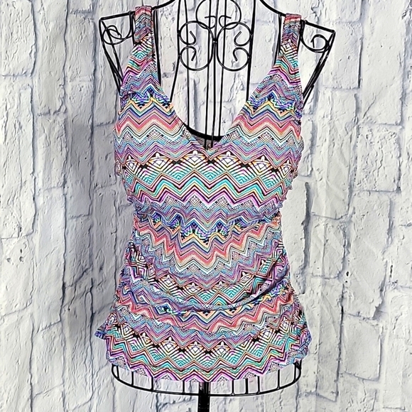 PROFILE BY GOTTEX Multicolored Bathing Suit‎ Top 34E - Picture 1 of 7